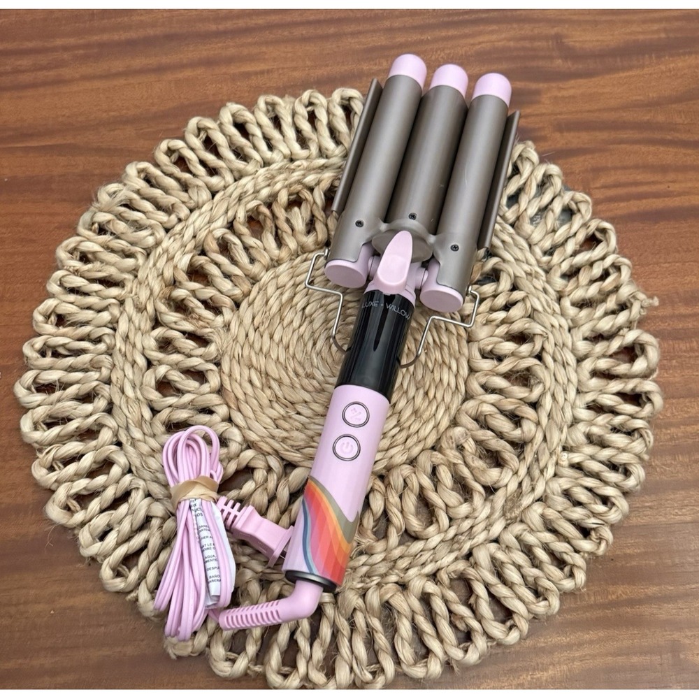 Luxe + Willow Ripple Effect Triple Barrel Hair Waver Pink – All Hair Types‎